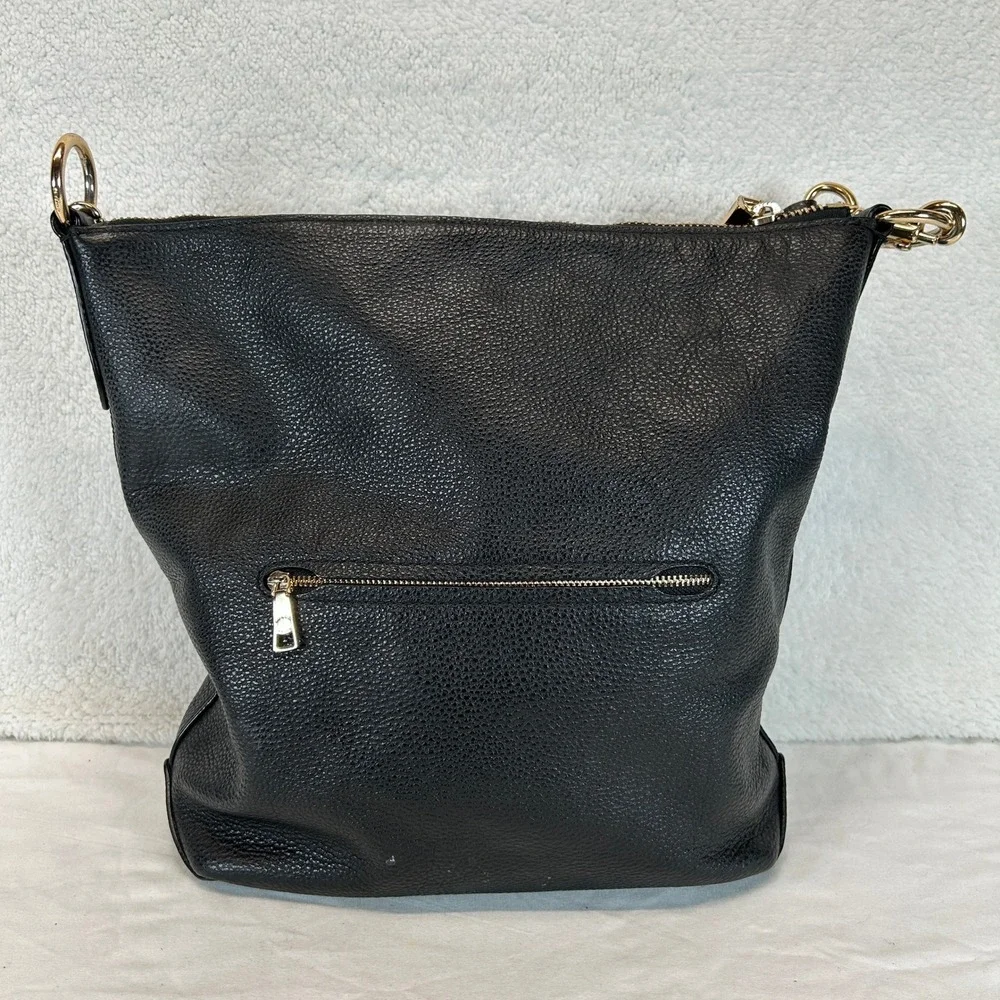 Coach Abbey Duffle Black Pebbled Leather Shoulder Crossbody Bag F31507 Gold Logo